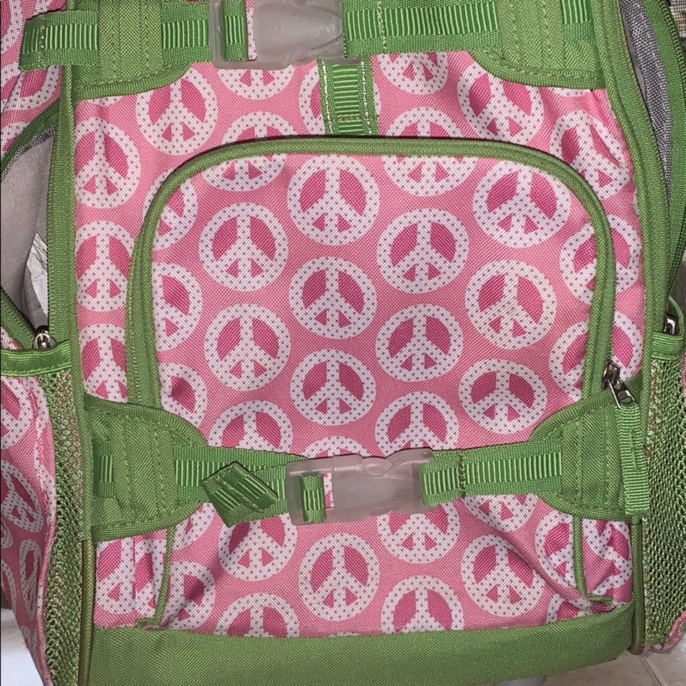 mackenzie pink peace girls rolling backpack